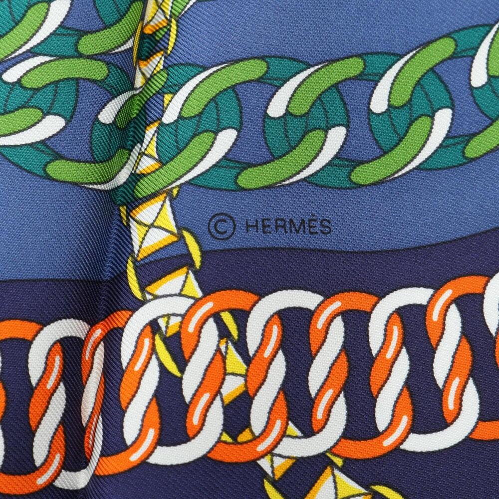 HERMES Blue Silk Scarf - Picture 2 of 7